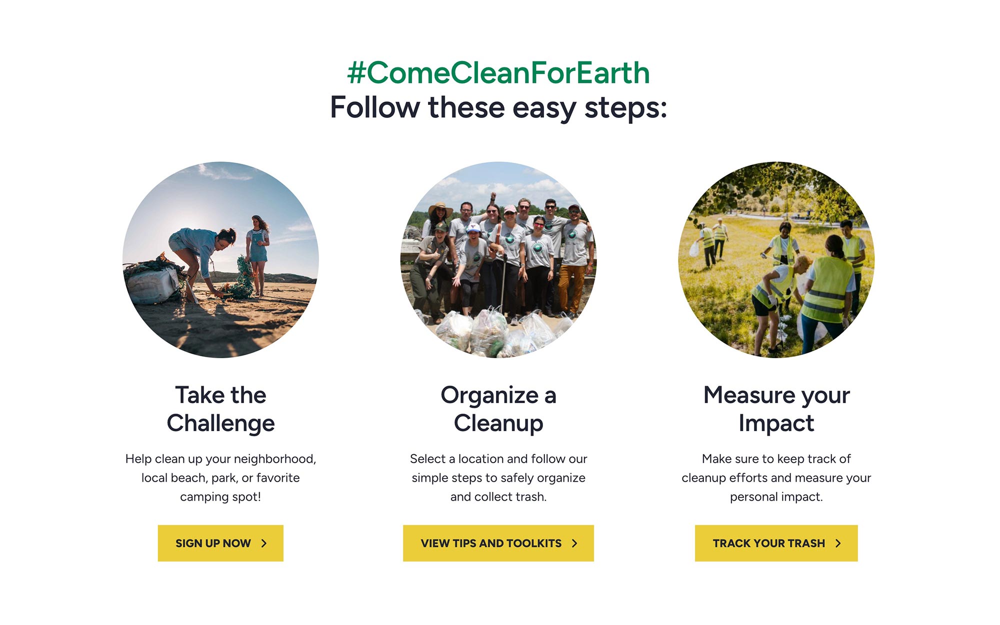 Clean Earth Challenge website call to action